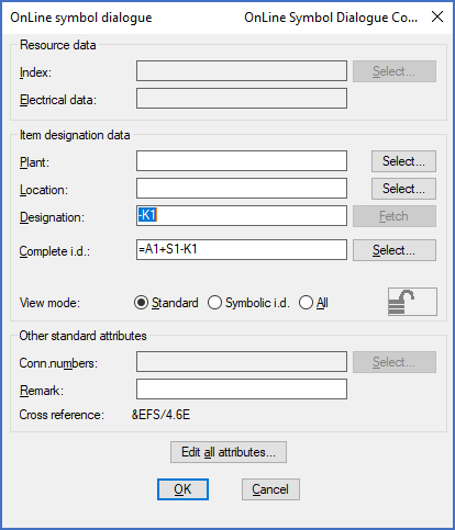 Figure 886:  Confirm the item designation for the contact mirror with the "OK" button.