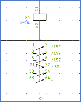Figure 946: A typical detached contact mirror below the corresponding main symbol