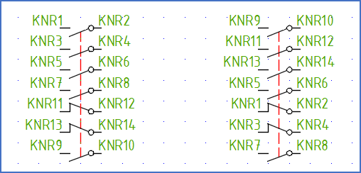Figure 1102: &nbsp; Example where connection point number attributes have been renamed. "Before" to the left. "After" to the right. Function codes are sorted alphabetically (O, S, SH).