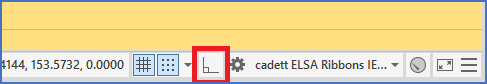 Figure 1295: &nbsp; The "ORTHO mode" icon is found in the lower right corner of the AutoCAD main window.