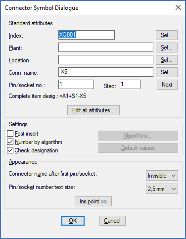 Figure 1648: The same dialogue box as is used for connectors and terminal strips is used for multi-terminals as well.
