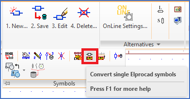Figure 2307: The "Convert single Elrpocad symbols" command