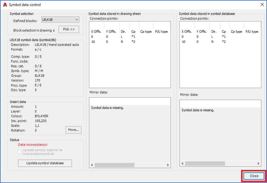 Figure 811: The "Close" button