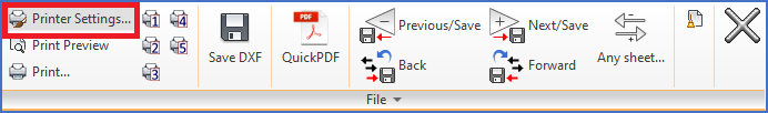 Figure 735: &nbsp;The "Printer Settings" command in the "File" panel of the "File" tab