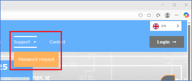 Figure 2310: &nbsp;The "Password request" feature is found in the "Support" menu.