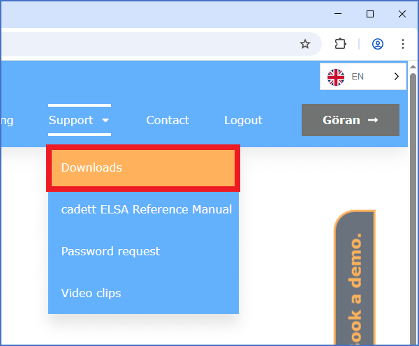 Figure 2311: &nbsp;You find the entrance to the "Downloads" area in the "Support" menu.