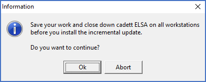Figure 2338: &nbsp;If cadett ELSA is running, the installation cannot be done.