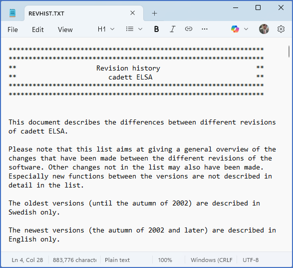 Figure 2344: &nbsp;"Notepad" is used to present the revision history when applicable.