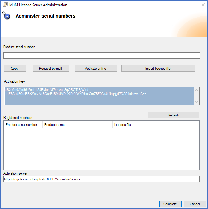 Figure 2424: The "administer serial numbers" dialogue box Figure 2424: The "administer serial numbers" dialogue box