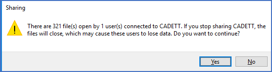 Figure 2366: A message similar to this one informs you about how many files and users that will be affected by the action that you are about to take.&nbsp;