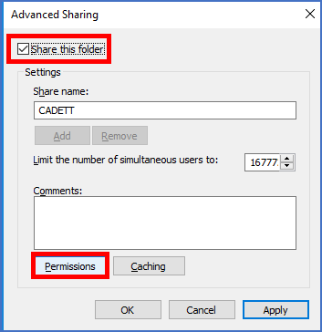 Figure 2367: &nbsp;Check "Share this folder" again, and then click "Permissions".