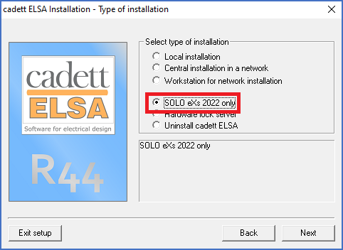 Figure 2560: The option of making a Solo eXs installation only