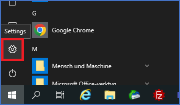 Figure 2570: One way of starting the "Windows Settings" is shown here.