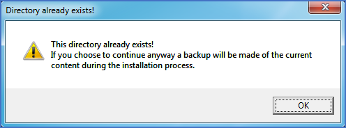 Figure 2327: &nbsp;Warning issued if the specified main directory already exists
