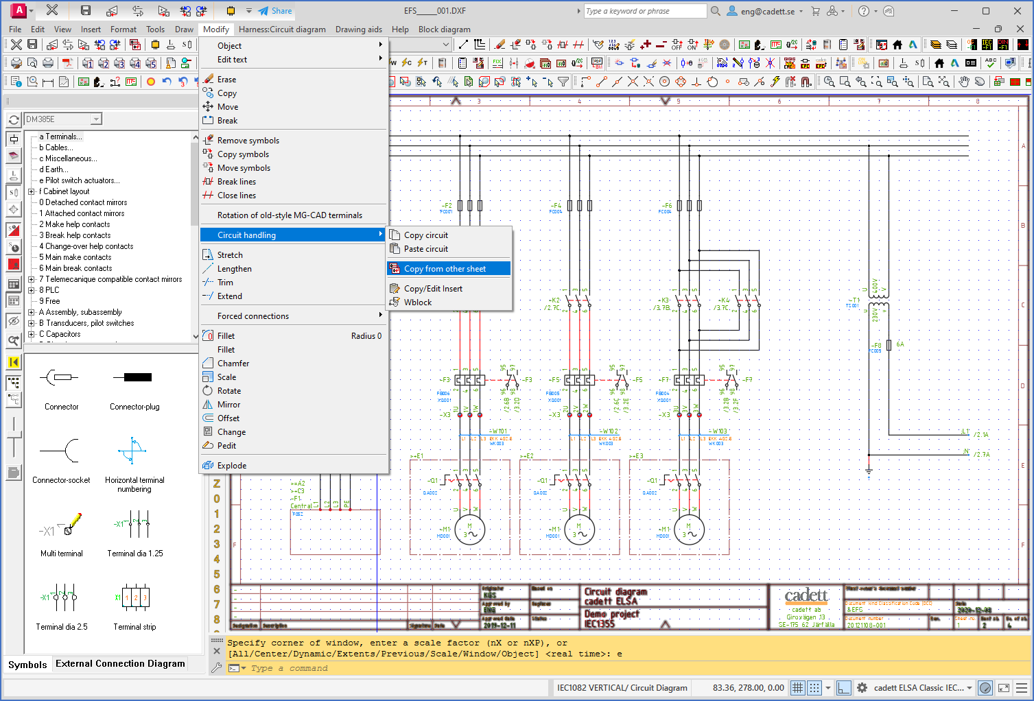 Figure 722:  The “cadett ELSA Classic” workspace with pull-down menus and toolbars