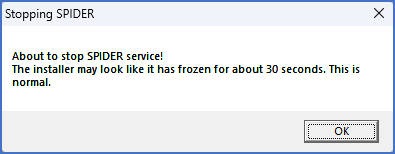 Figure 2324: &nbsp;Message informing that the Spider service will be stopped.