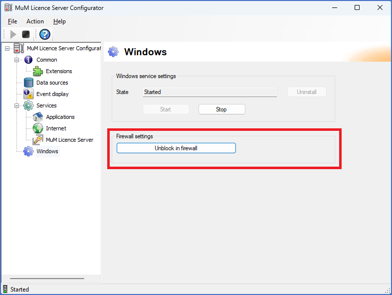 Figure 2420: &nbsp;Opening the firewall for the license server