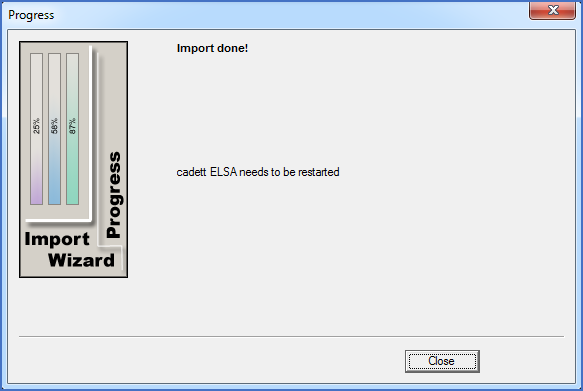 Figure 2543: &nbsp; This is what it looks like when the import is finished. In many cases a restart is required.