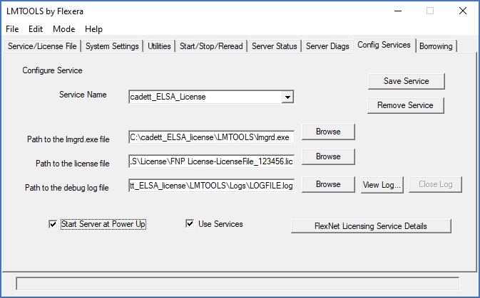 Figure 2382: &nbsp;Activation of “Use Services” and “Start Server at Power Up”