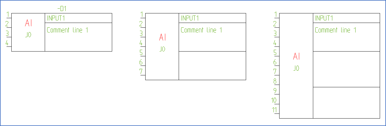 Figure 1131:  Analogue input symbols with 4, 7 and 11 connection points per I/O.