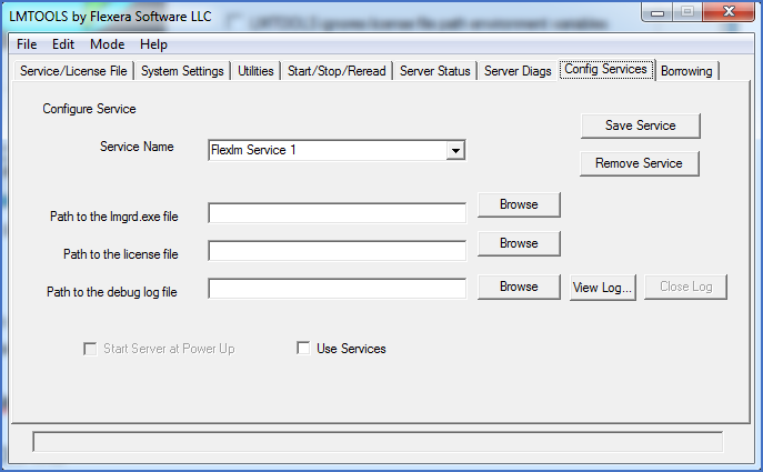 Figure 2375: &nbsp;The "Config Services" tab where you perform the first configurations. Please note that the default "Service Name" shown above should not be used!