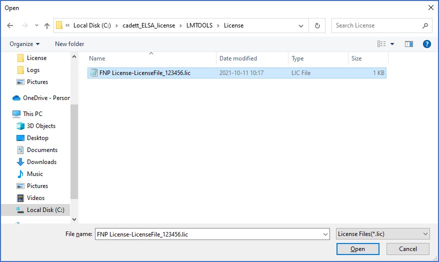 Figure 2379: &nbsp;Browsing for the license file