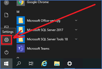 Figure 2358: &nbsp;Click on the gear to access “Windows Settings”.