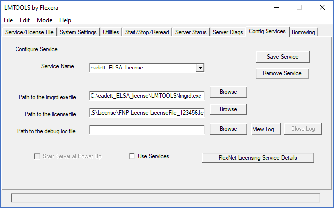 Figure 2380: &nbsp;The license file path has been specified. The next step is to specify the debug log file name and path.