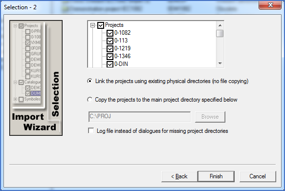 Figure 2554: &nbsp; Selection of projects to import