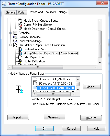 Figure 2615: "ISO A4 (297.00 x 210.00 MM)" is selected and modified.