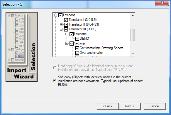 Figure 2546: &nbsp; Selection of which Lexicons and Settings to import