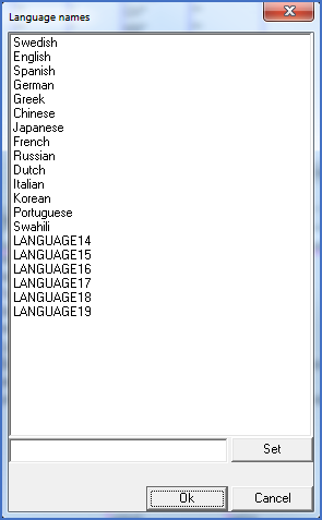 Figure 1414:  The language names dialogue box as displayed when the command is first executed.
