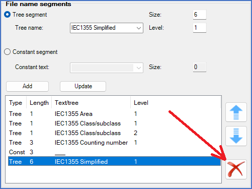 Figure 302:  Segments are removed using the button shown here.