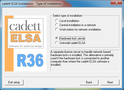 Figure 2465: &nbsp;Selection of "Hardware lock server" installation