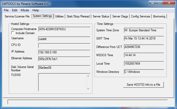 Figure 2373: &nbsp;The “System Settings” tab where you can collect the information needed to request a license file