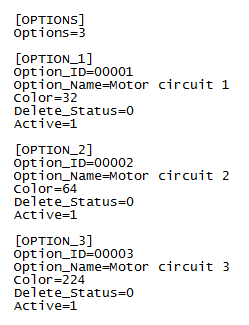 Figure 1800:  The content of OPTIONS.INI in the example discussed above