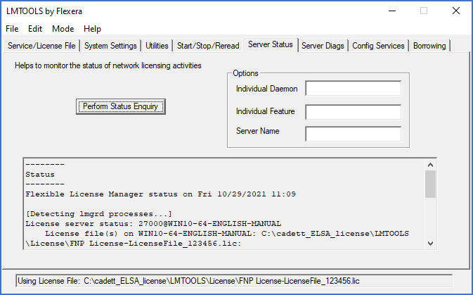 Figure 2388: &nbsp;Result of a Status Enquiry