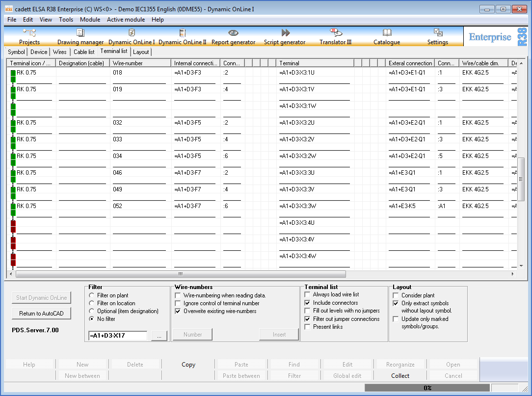 Figure 1520:  Spare terminals presented in the "Terminal" tab of Dynamic OnLine I