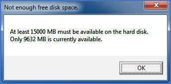 Figure 2328: &nbsp;More disk space is needed for the installation.