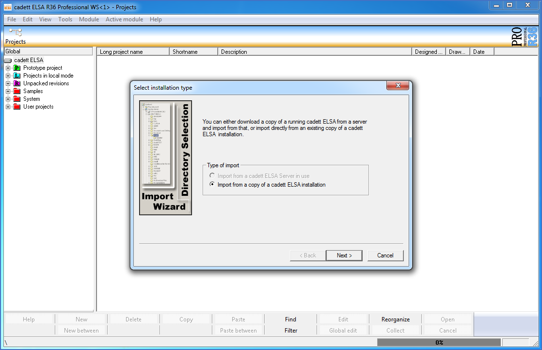 Figure 2420: &nbsp;cadett ELSA in the limited import only mode