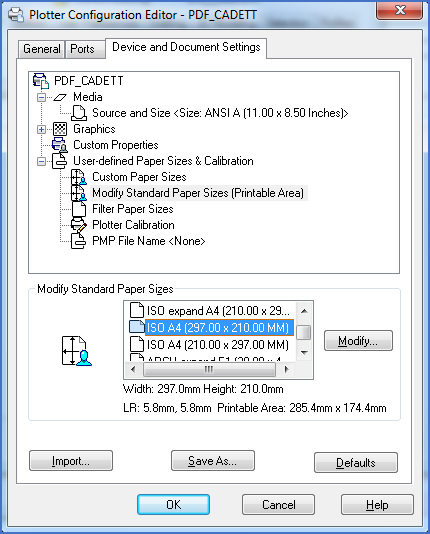 Figure 2599: Select "ISO A4 (297.00 x 210.00 MM)" and click the "Modify" button.