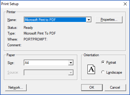 Figure 1242:  The configure printer (print setup) dialogue box