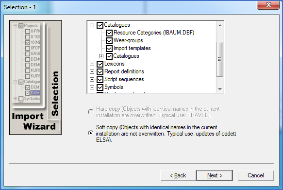 Figure 2545: &nbsp; Import of catalogues, import templates, wear-groups and resource categories.