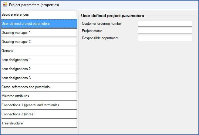 Figure 276:  Two user defined parameters can be edited here.