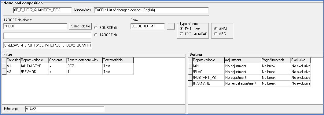 Figure 1331:  The Settings 1 tab of the report definition