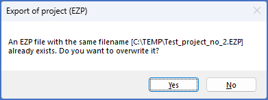 Figure 173:  This dialogue box is displayed if an EZP file with the same name and directory as specified already exists.