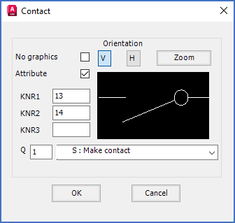 Figure 833: Only two connection point numbers are defined for a make contact.