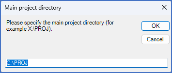 Figure 106:  The "Main project directory" dialogue box