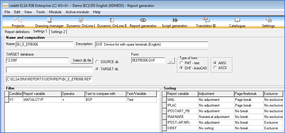 Figure 1340:  Detail from the "Settings.1" tab of the "0X_E_EPB006" sample report definition