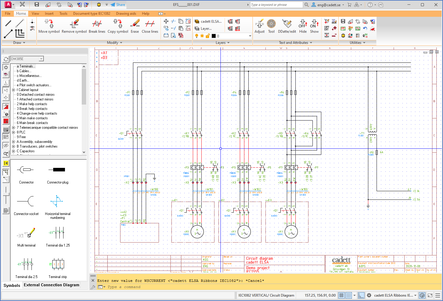 Figure 716:  The look of the new Drawing Environment when using the "cadett ELSA Ribbons" workspace.